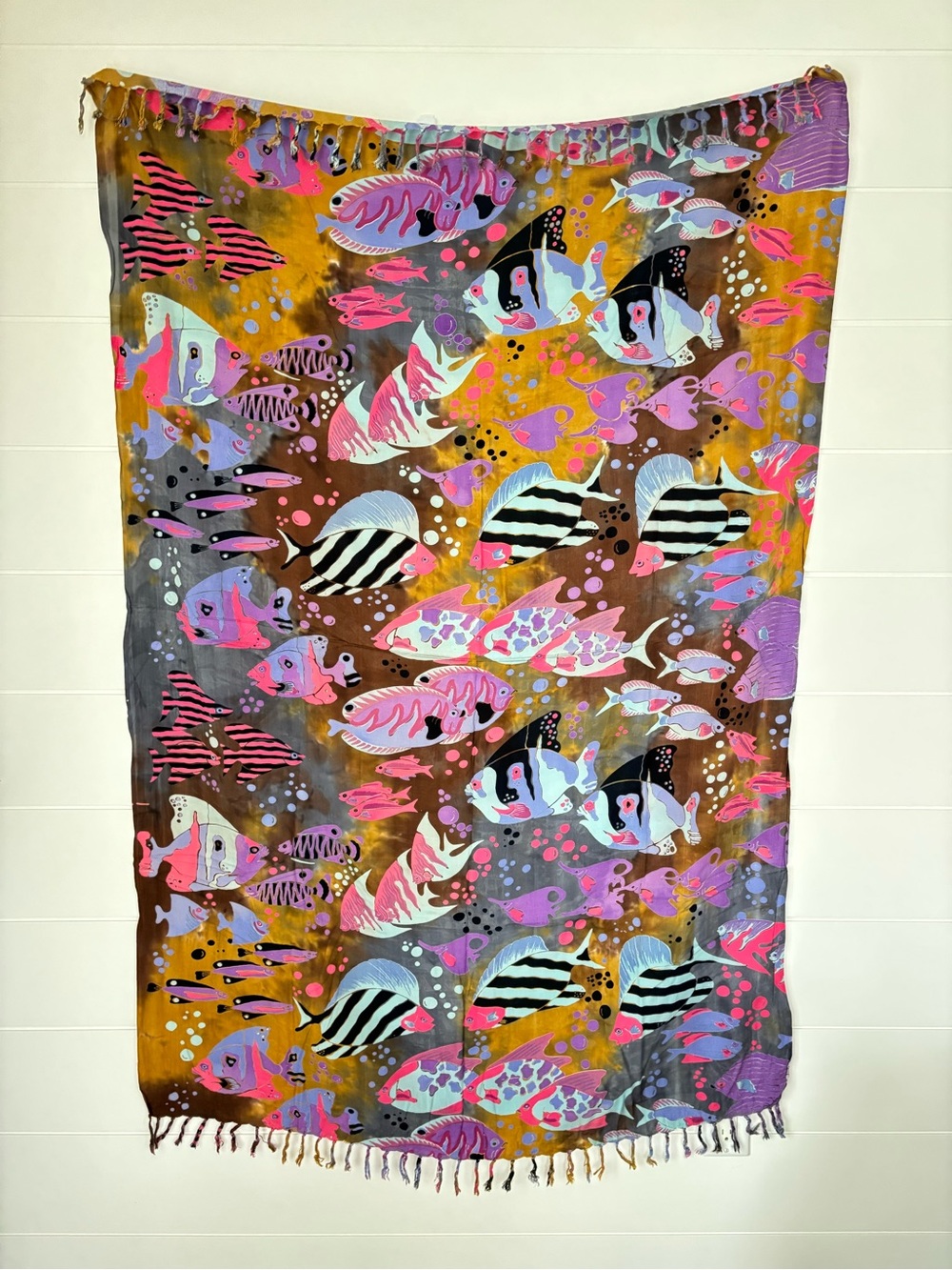 Handmade Vibrant Colorful Tropical Fish Women's Batik Beach Sarong